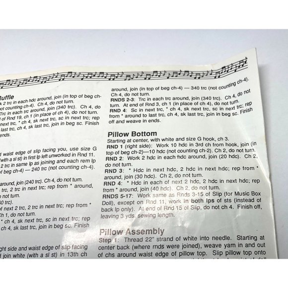 Fibre Craft Christmas Caroler Doll Music Box Pillow Crochet Pattern #FCM224 - Picture 5 of 6